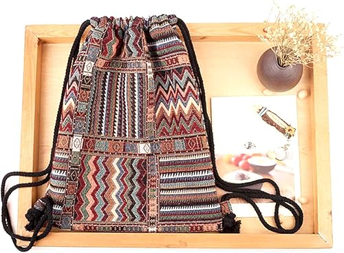 Miniatura 3 de Lobagve Mochila bohemia con cordón, bolsa de cincha ligera, bolsa de gimnasio, Color 1, Mochilas Daypack