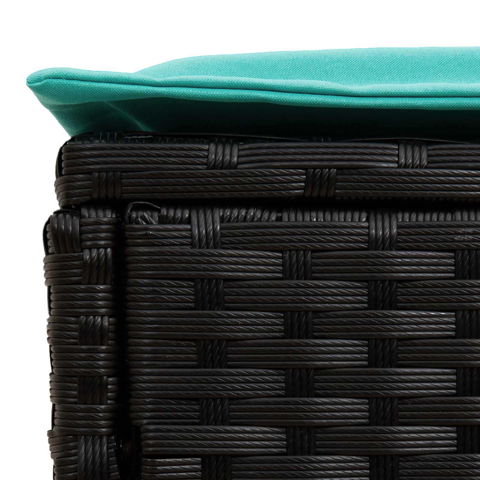 vidaXL Poggiapiedi da Giardino 2 Pezzo Nero e Turchese 38 x 38 x 45 cm, Sgabello moderno in rattan, poggiapiedi compatto, arredo da giardino, accessorio per patio, uso interno, sedia versatile
