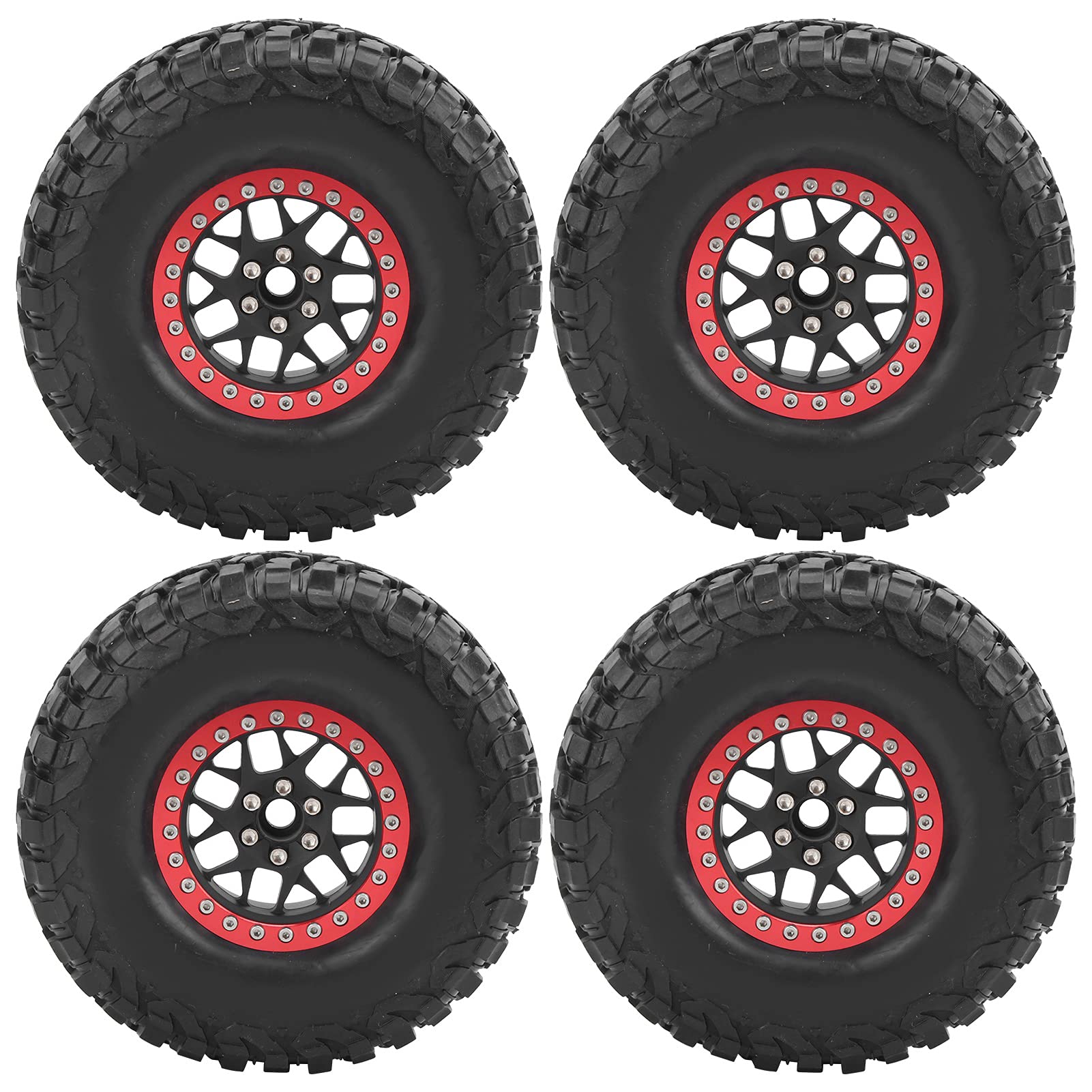 Cerchioni in gomma Beadlock da 4 pezzi, accessori per auto cingolate 1/10 RC, cerchi in lega ad alta aderenza con superficie antiscivolo per Hsp//Axial SCX10 D90, pneumatici di (Nera)