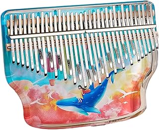 LUNCHS Kalimba Acrílico 17/21 Teclas Piano De Pulgar, Piano De Dedo Marimba Instrumentos Musicales Portátiles Para Adultos Principiantes Regalo (Color : Azul, Size : 34keys)