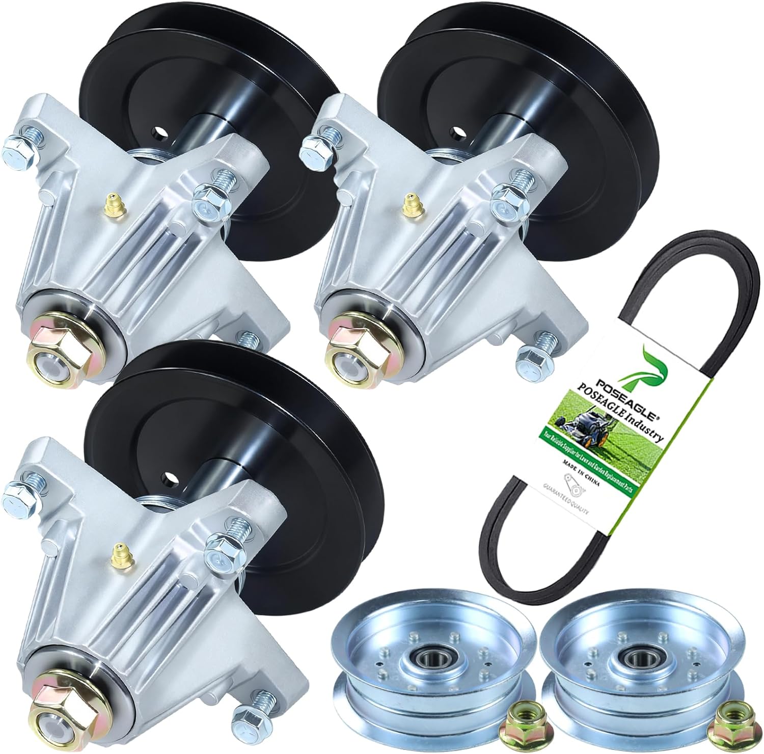 3 Pack 918-06980 Spindle Assembly with 756-05034A Idler Pulley 954-04077A Belt for Cub Cadet XT1-GT50 G8200 G8300, Super Bronco 50, Craftsman 247204430 247270480 247270481 247270460 Tractors