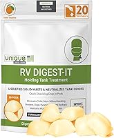 Vista 1 de Unique RV Digest-It - Tratamiento de tanque de agua negra, cápsula desplegable – 20 usos por bolsa – Elimina el olor y licua los residuos – Aroma a
