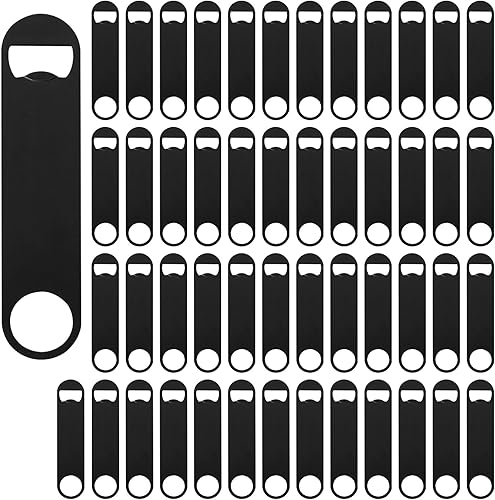 Paquete de 50 abridores planos de botellas de cerveza de acero inoxidable de 7 pulgadas, abridor de botellas de cerveza para barman cocina, bar,