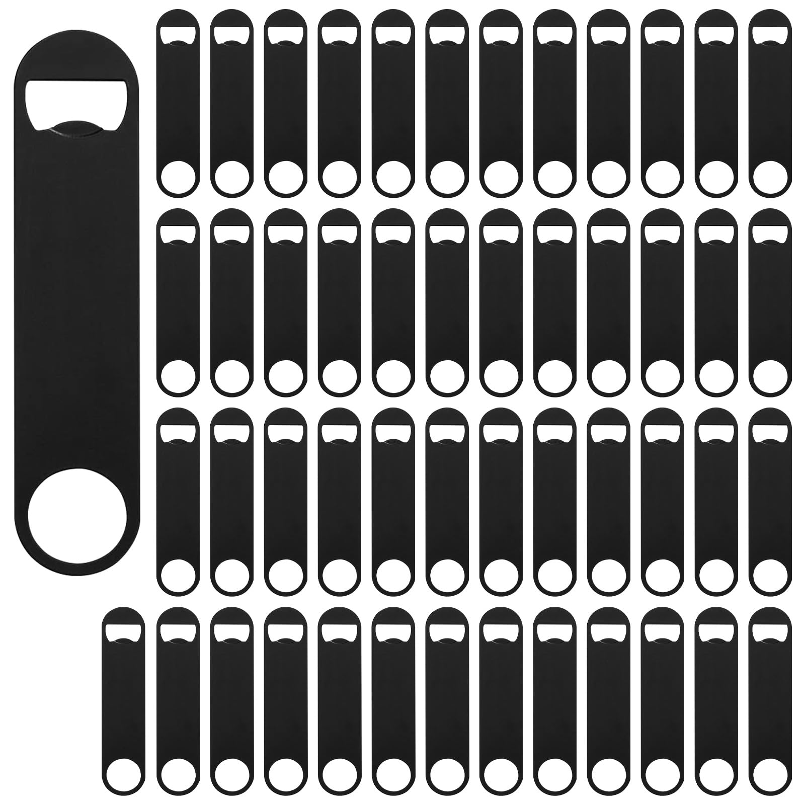 Yugada 50 Pack Flat Beer Bottle Opener 7 inch Stainless Steel Flat Bottle Opener Beer Bottle Openers for Bartender Kitchen Bar Restaurant (Black)