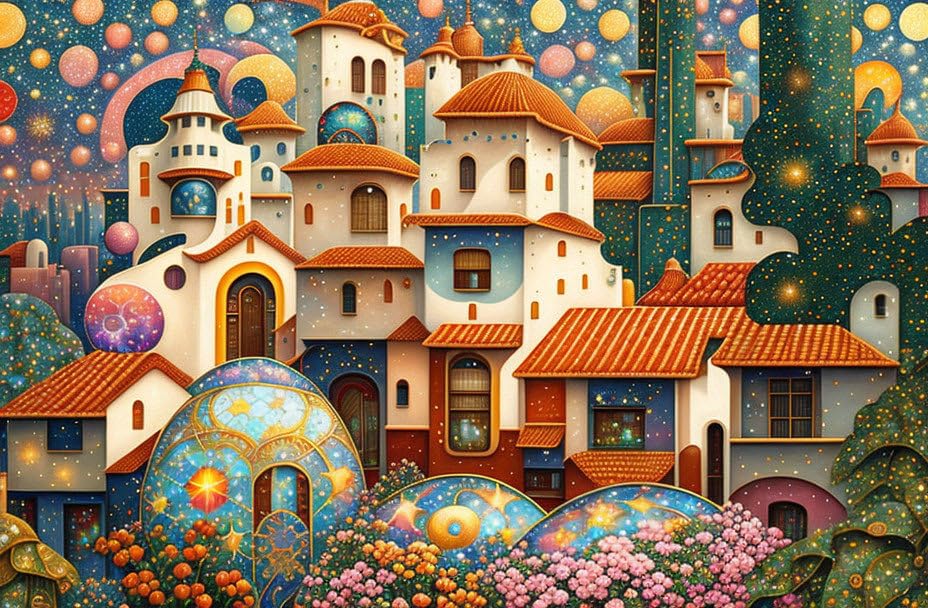 Skycraper City in Patchwork Style affiches sur toile grand format pour bureau moderne
