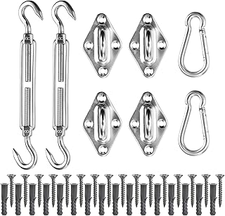 Bekith 40Pcs Sun Shade Sail Hardware Kit for Triangle Square Rectangle Sun Shade Sails Installation, Stainless Steel Anti-Rust Sun Shade Sail Installation Accessories for Outdoor Patio Lawn
