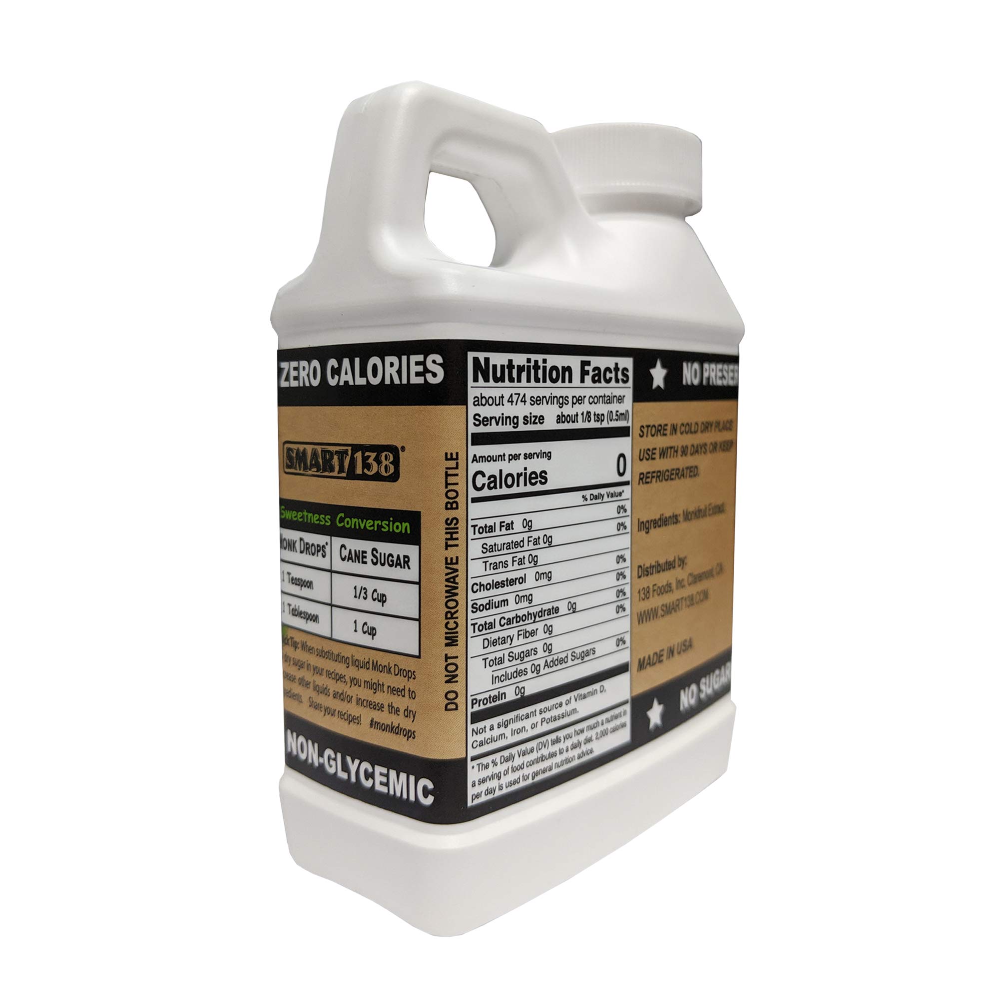 Monk Drops - 100% Monkfruit Liquid Sweetener, Zero Glycemic, Zero Calories, Zero Sugar, No Added Water, Concentrated Monk Fruit (350 Servings) (Original, 8 Fl Oz Jug)