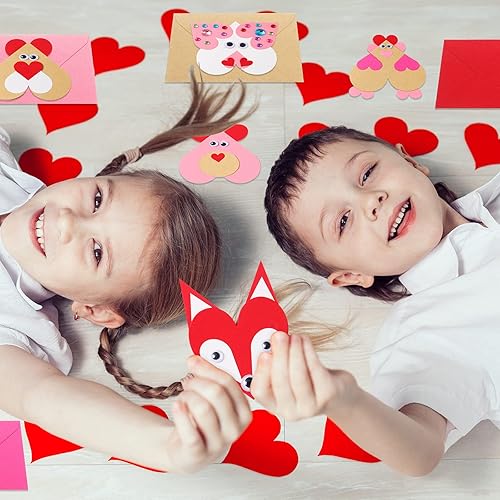 Miniatura 5 de Yexiya 380 piezas de manualidades para el día de San Valentín, adornos para el día de San Valentín, tarjetas de corazón de papel con ojos saltones