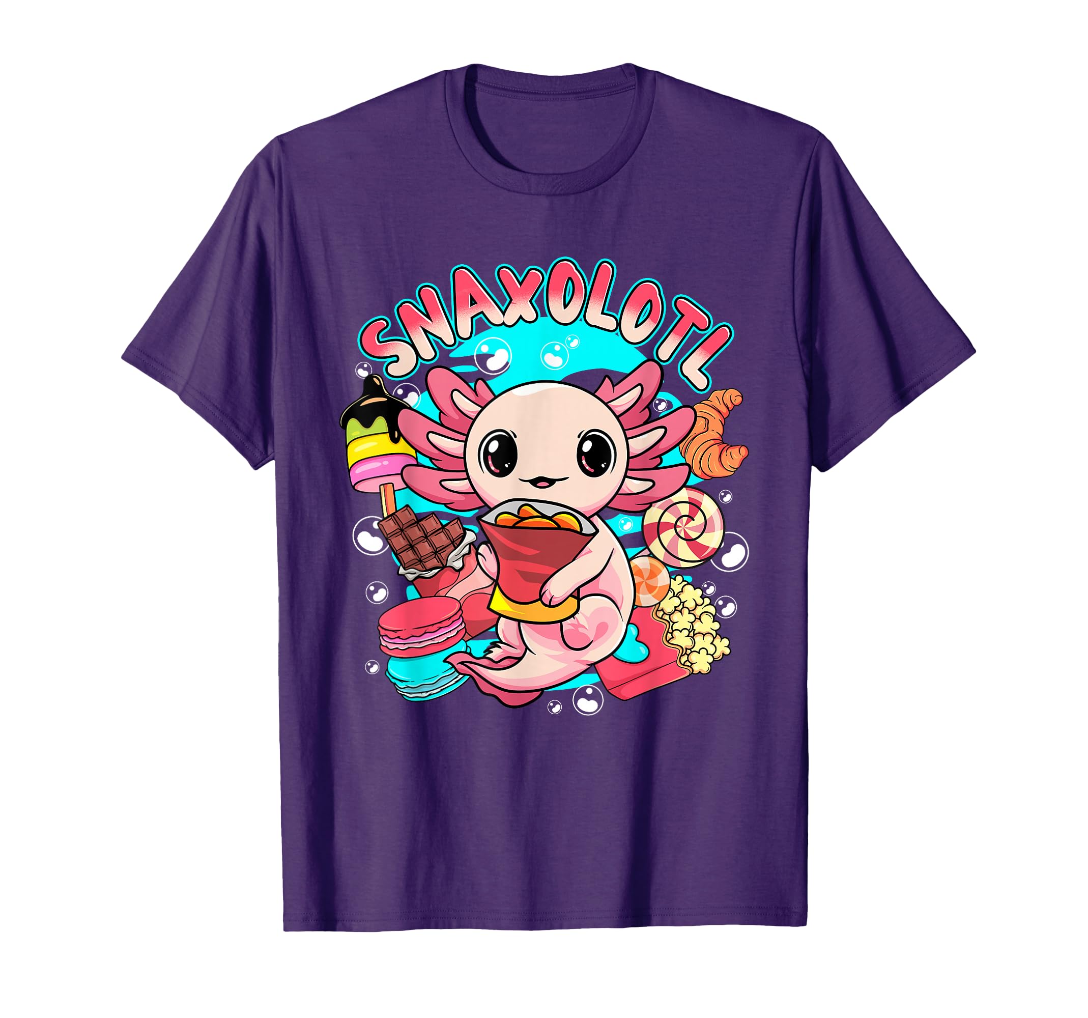Cute Axolotl Lover Snaxolotl Food Sweets Kids Boys Girls T-Shirt