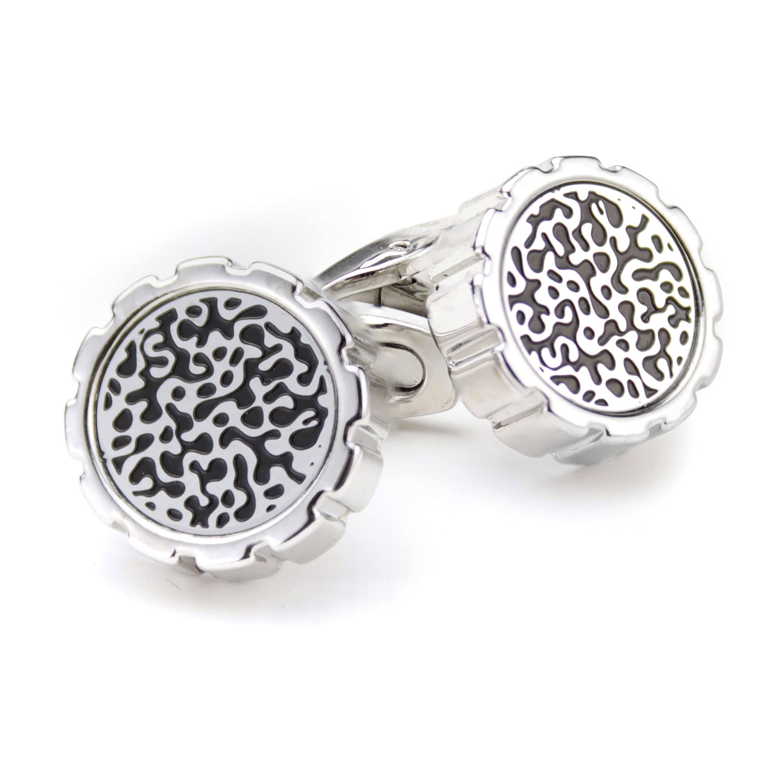 Kavove The Paint Stroke Black & Silver Cufflinks For Men (B0B8F5NPZ1) Amazon Price History, Amazon Price Tracker
