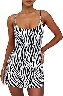 Women's Mini Y2K Romper Dresses - Spaghetti Strap Summer Casual Tennis Boho Skort Dress with Shorts Underneath - Buy now