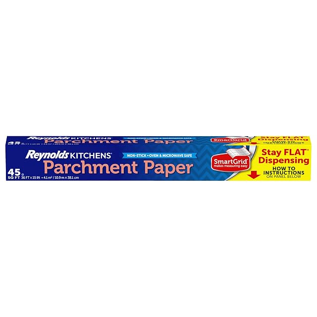 Reynolds Kitchens Stay Flat Parchment Paper Roll Non Curling Baking Parchment Paper for Baking and Cooking Oven Safe