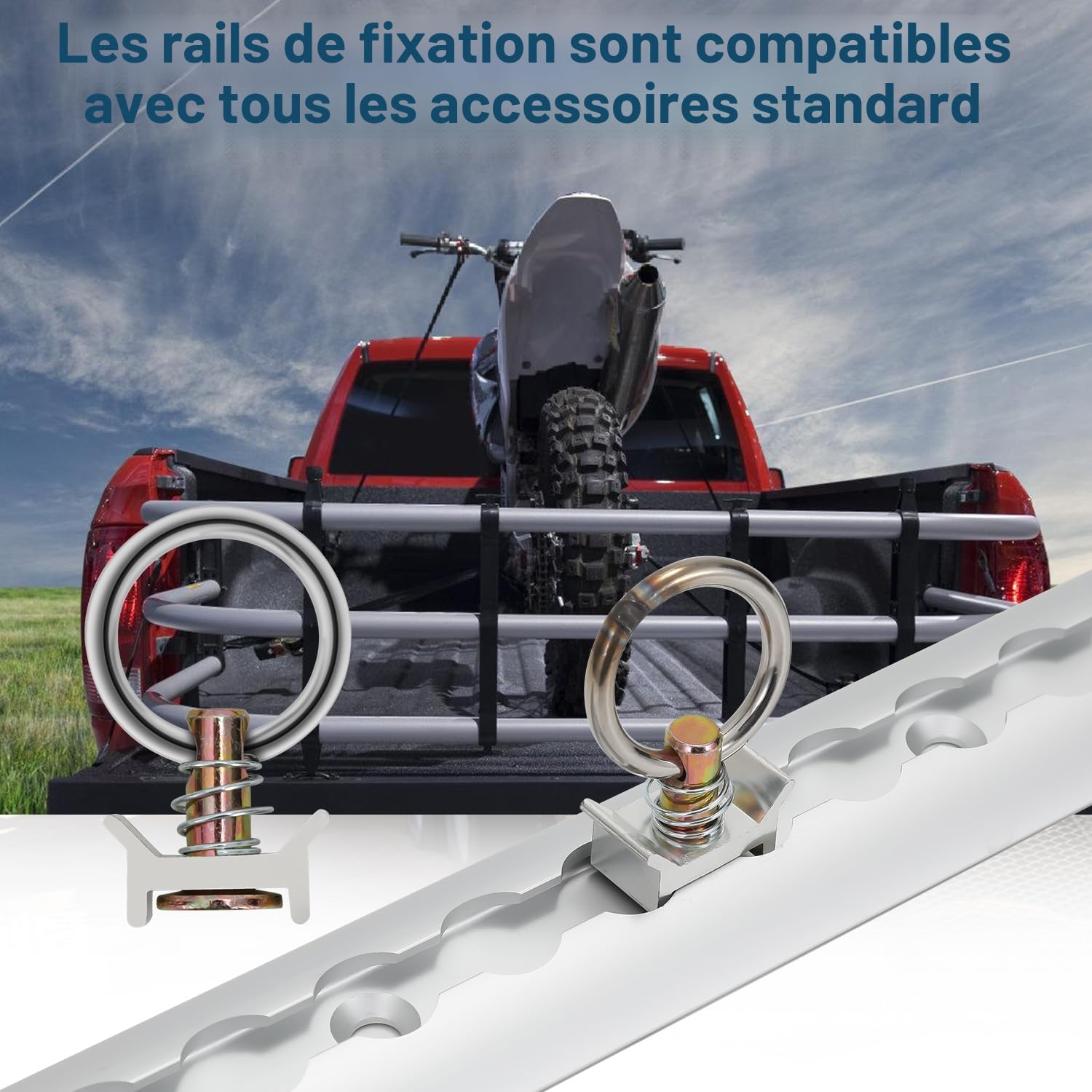 Lot de 4 rails d'arrimage en aluminium de 1 m de forme semi-circulaire avec trous, 10 anneaux de raccord et 8 embouts de rail d'avion, pour camping-cars et remorques