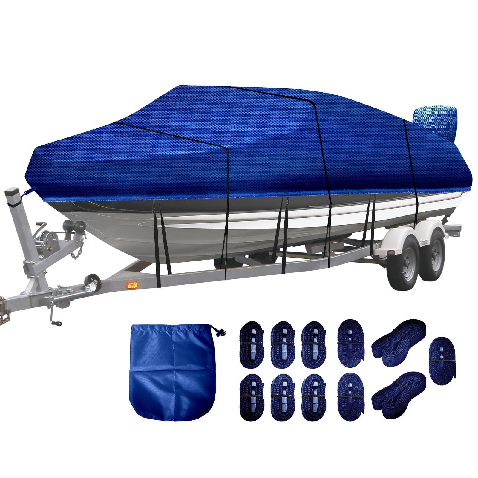 Bootsplane Wasserdicht Bootsplane, 420D Oxford Tuch Abdeckplanen Für Boote,Persenning Anti-UV Bootsplane mit Aufbewahrungstasche,für V-Rumpf, Ruderboot, Angelboot(17-19ft)