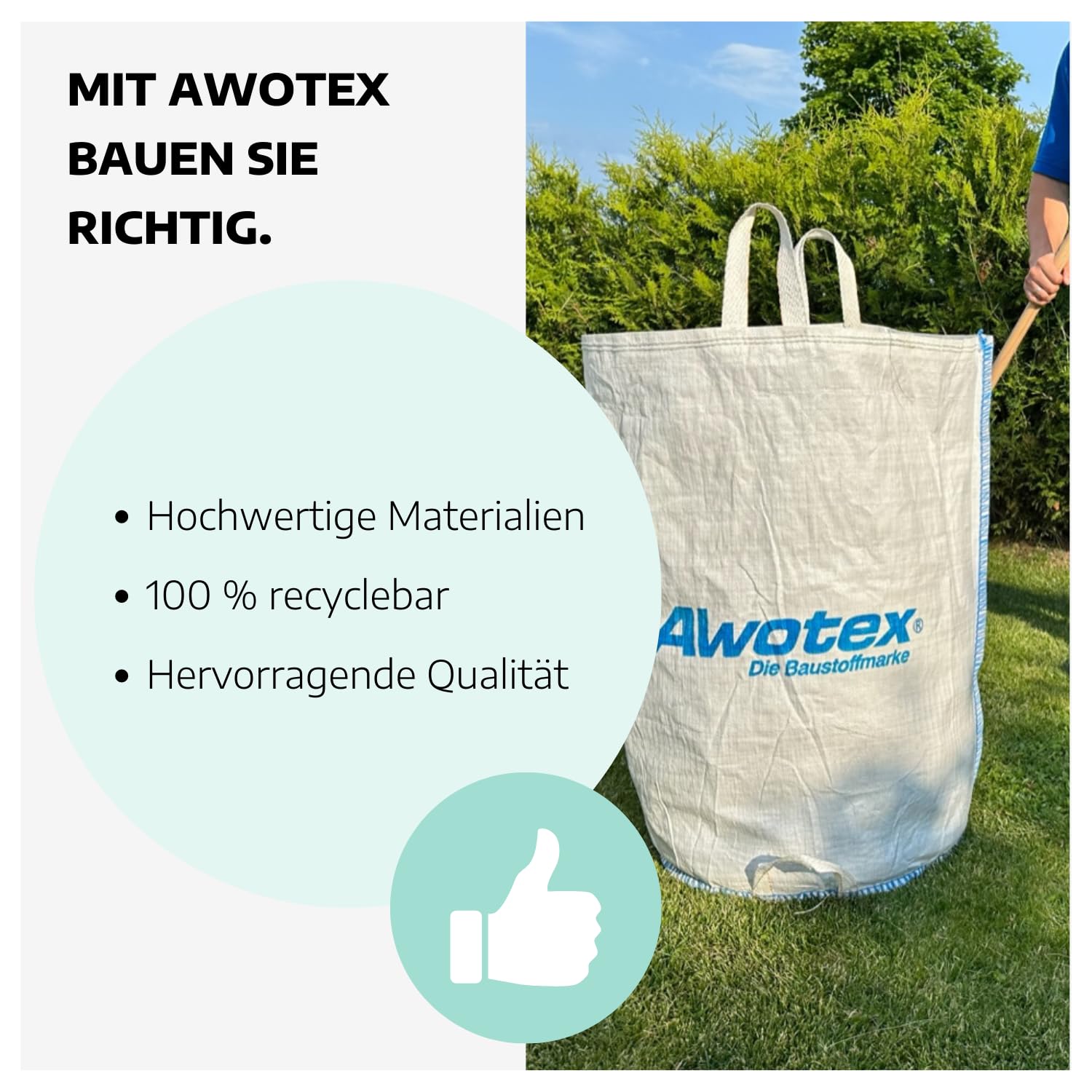 10 Garten-Abfallsäcke I 200 Liter Füllmenge I Abfallsack Garten mit 5 Griffen I Gartenabfallsack für die Baustelle aus PP I langlebige Säcke für Gartenabfälle 55 x 85 cm