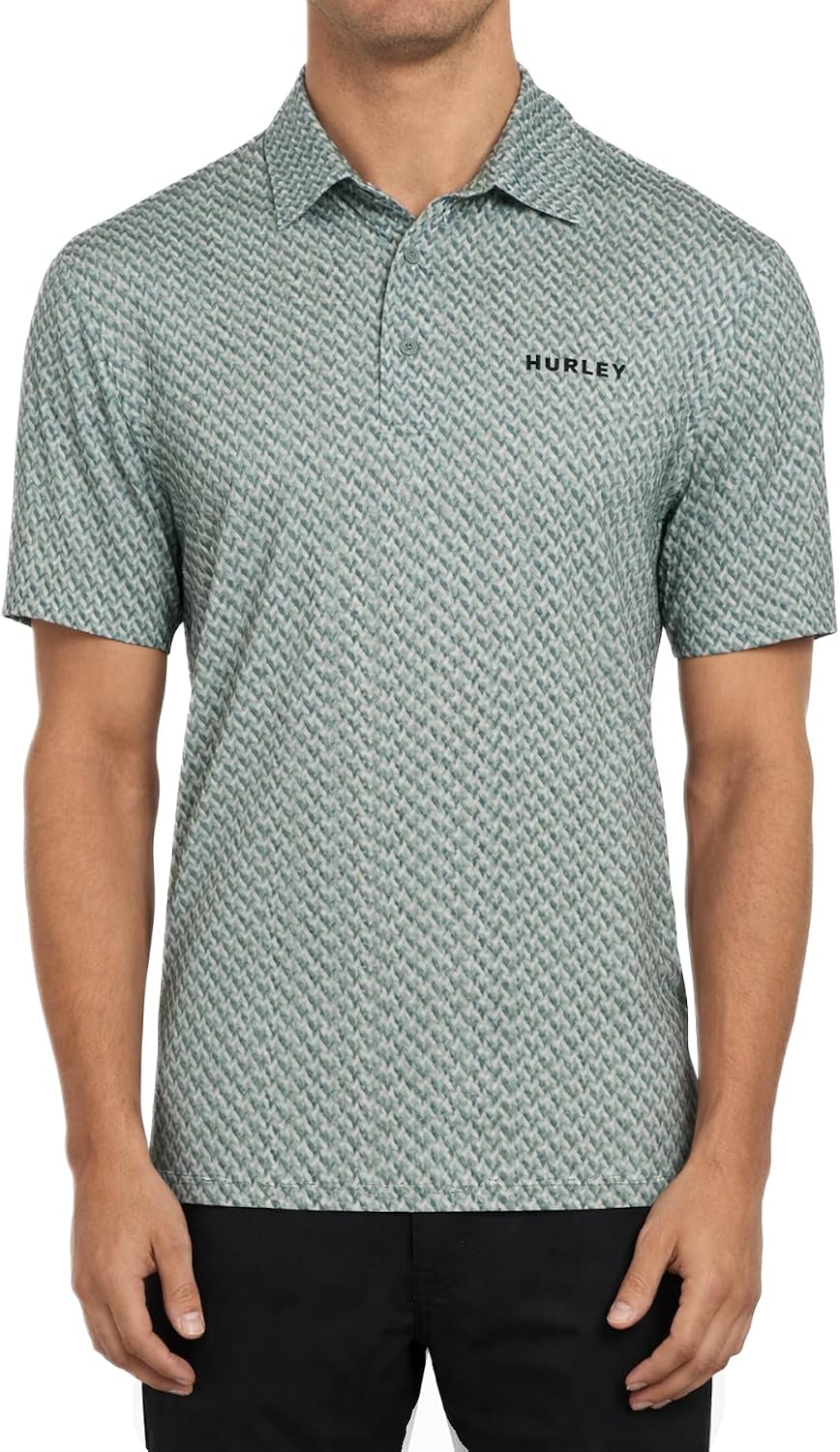 Hurley Men's Quick Dry UPF 50+ Short Sleeve Printed Polo Shirt