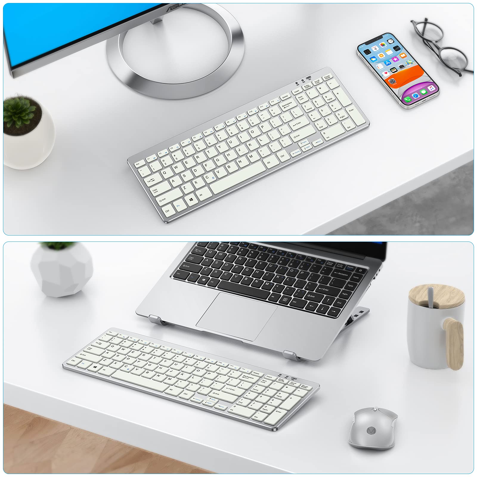 Bluetooth Wireless Keyboard, OMOTON Slim and Compact Keyboard with