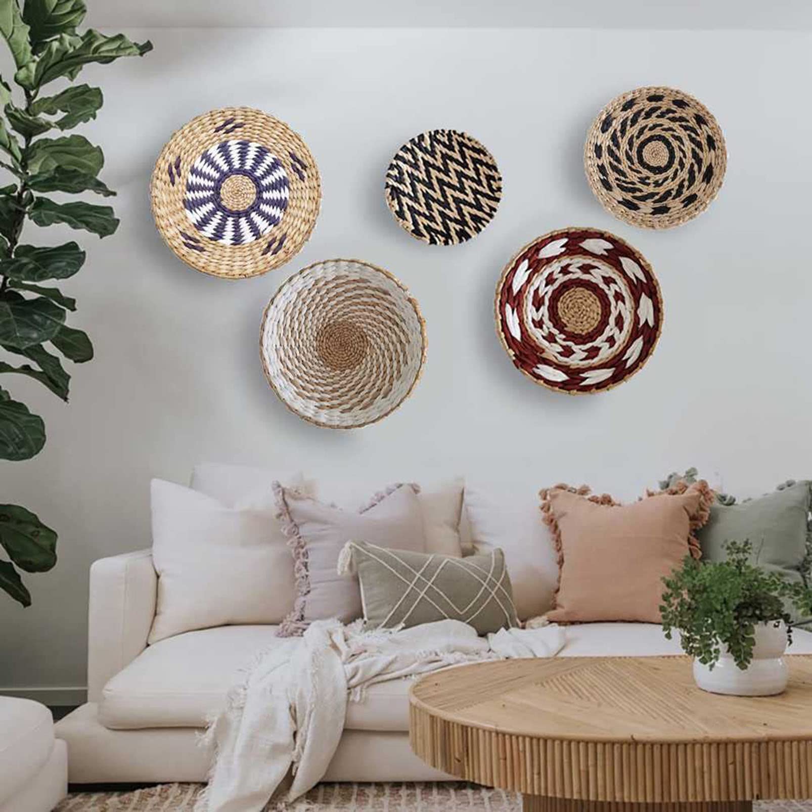 DecorDwell Panier Muraux Bohème à La Main Osier Decoration