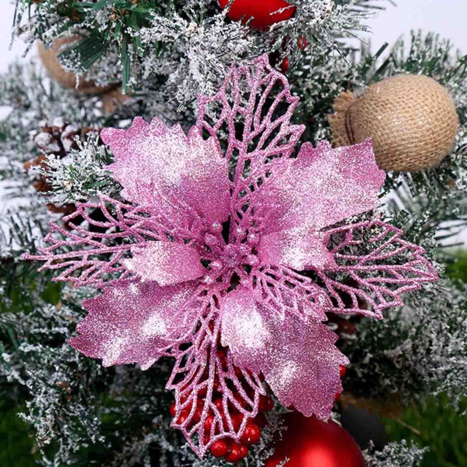 クリスマス　ポインセチア　造花　グリッター Amazon | 11 センチメートルクリスマスグリッターポインセチアの花装飾