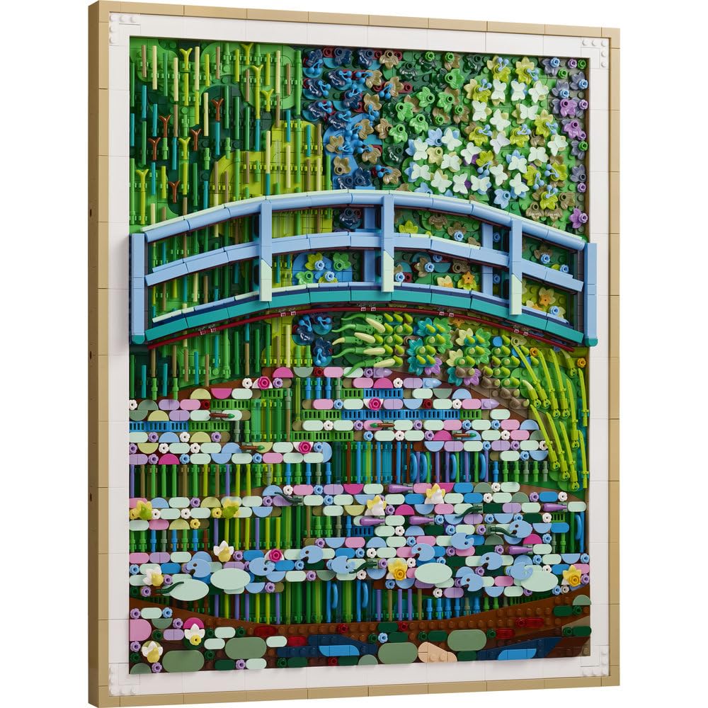 LEGO Art Claude Monet — Most nad stawem z liliami wodnymi 31220 | Obraz z klocków, zestaw konstrukcyjny dla dorosłych, prezent dla fana sztuki, ozdoba z efektem 3D, 3179 elementów