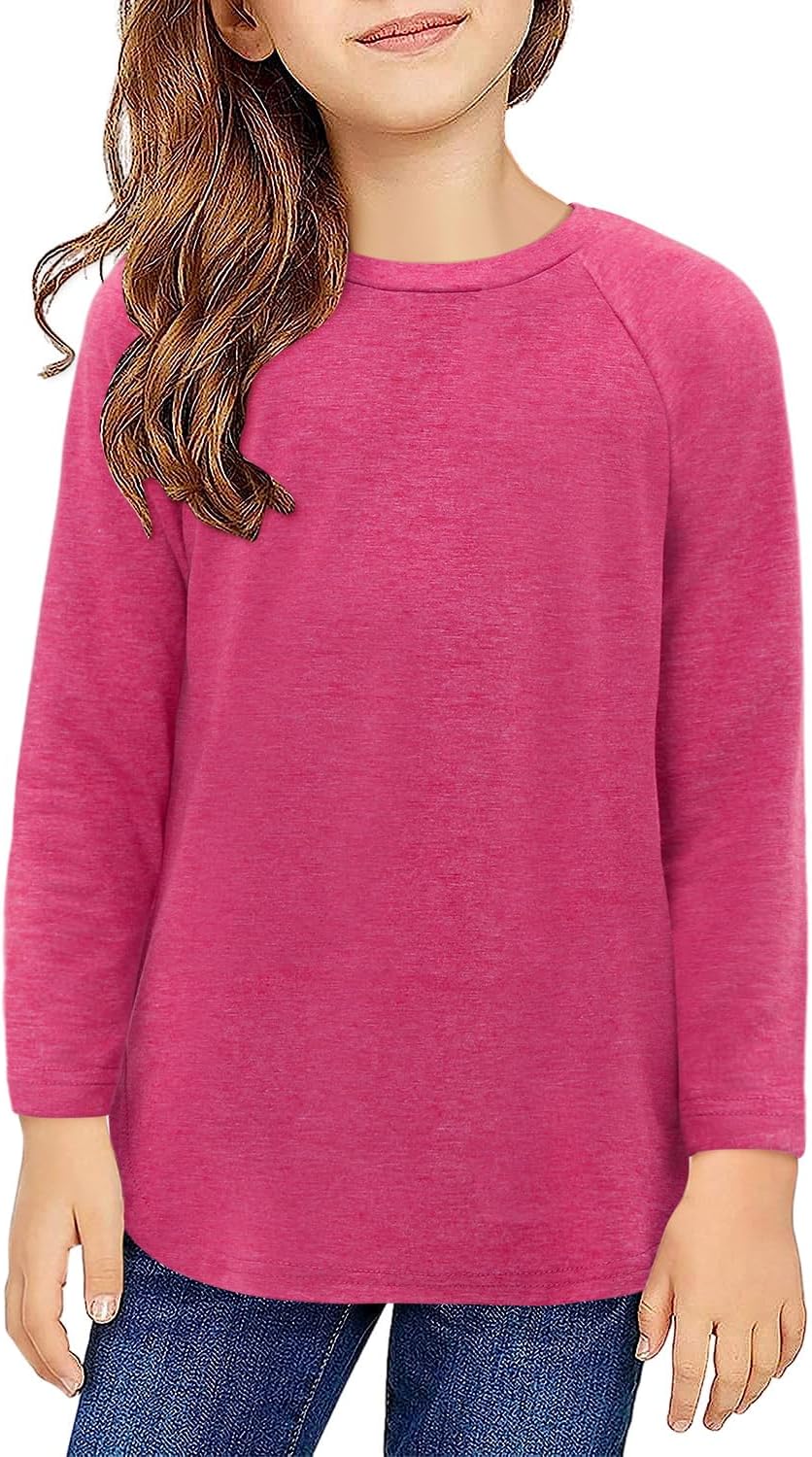 storeofbaby Girls Casual Long Sleeve Shirts Round Neck Tops Loose Fit Tunic Blouses - Image 2