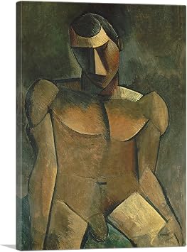 ARTCANVAS Homme Nu Assis 1908 Canvas Art Print Stretched Framed Painting Picture Poster Giclee Wall Decor by Pablo Picasso - 18" x 12" 1.50" Deep