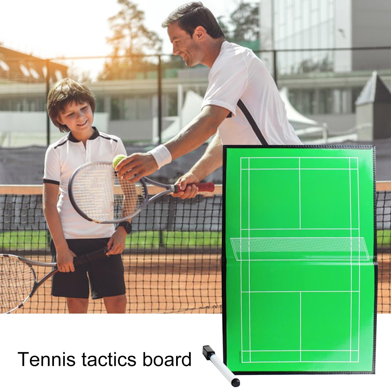 Tennis trocken abwischbares Coaching-Board | Tennis-Strategiebrett | tragbares Coaching-Werkzeug | Trainer-Klemmbrett | Faltbares Markierbrett Tennisbrett Tennis-Zubehör für Strategieplanung