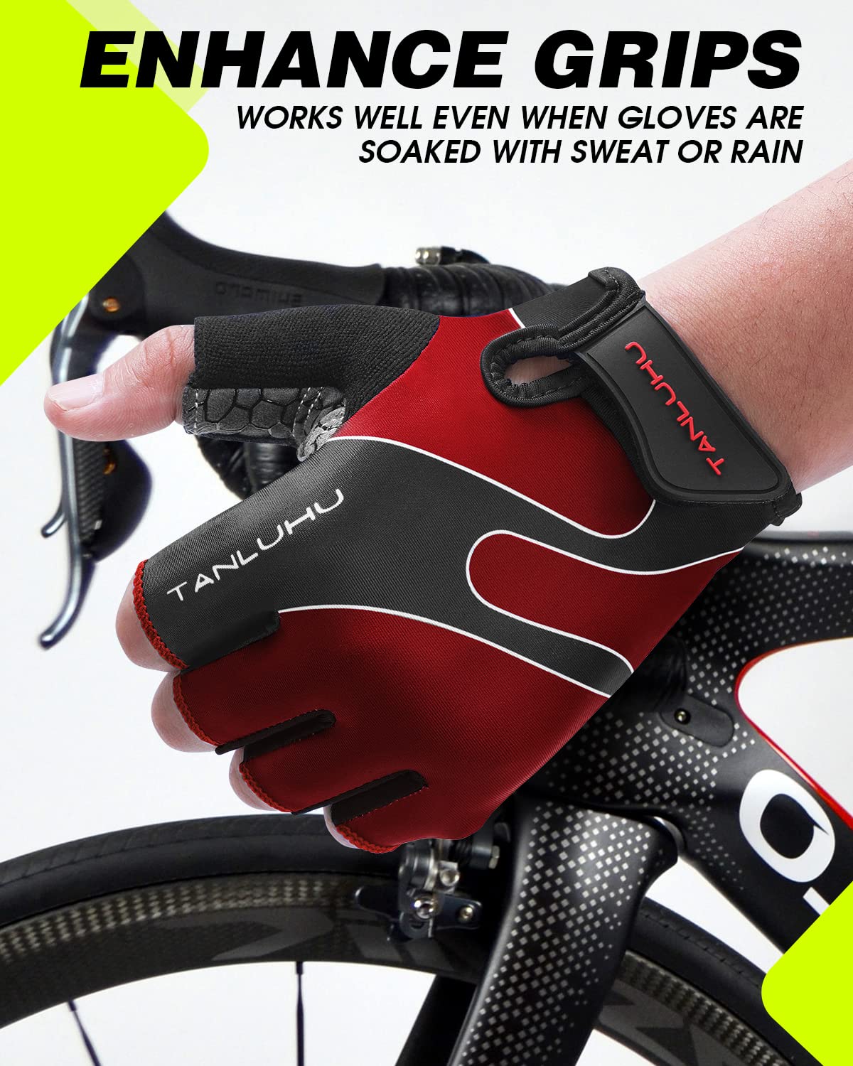 Fahrradhandschuhe Mountainbike Handschuhe Fahrrad Half Finger Road Reithandschuhe mit stoßdämpfendem Pad Biking Handschuhe für Damen und Herren