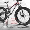 Full Suspension Mountain Bikes with Dual Disc Brake for Adults Men Women, High-Carbon Steel Fat Tire Mountain Trail Bike All Terrain Mountain Bicycle,New Blue 1,26 inch 7 Speed