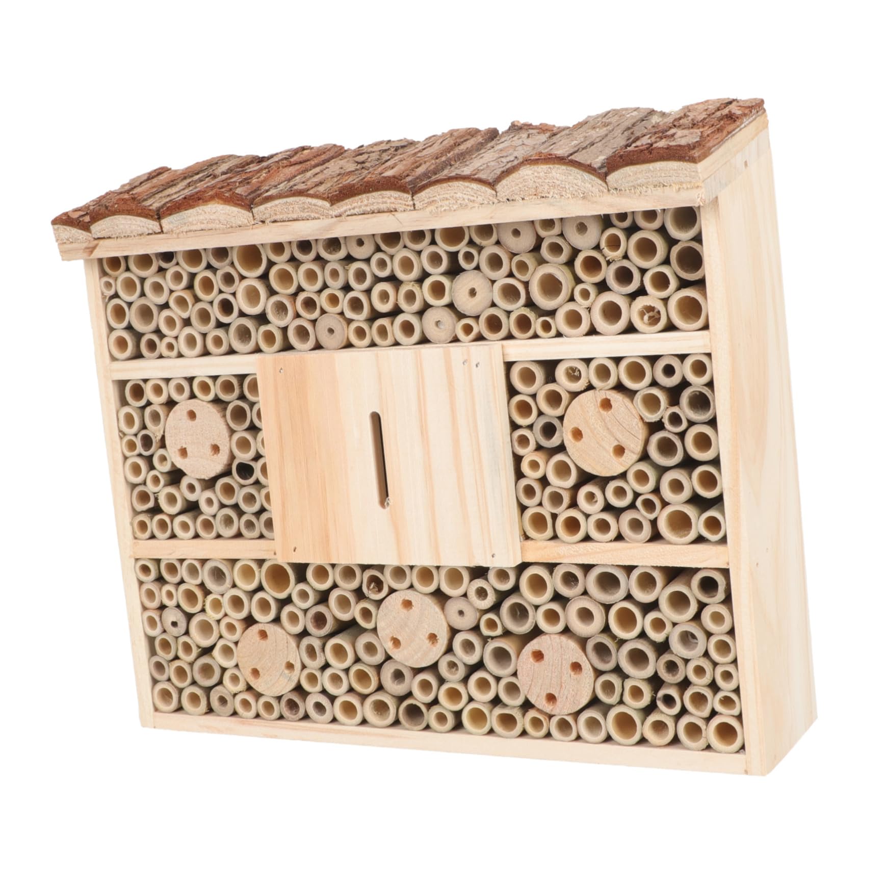SEWOART Wooden Bee House Outdoor Insect Shelter Garden Decoration Natural Habitat for Bees and Butterflies Single Cabin Nesting Box for Backyard