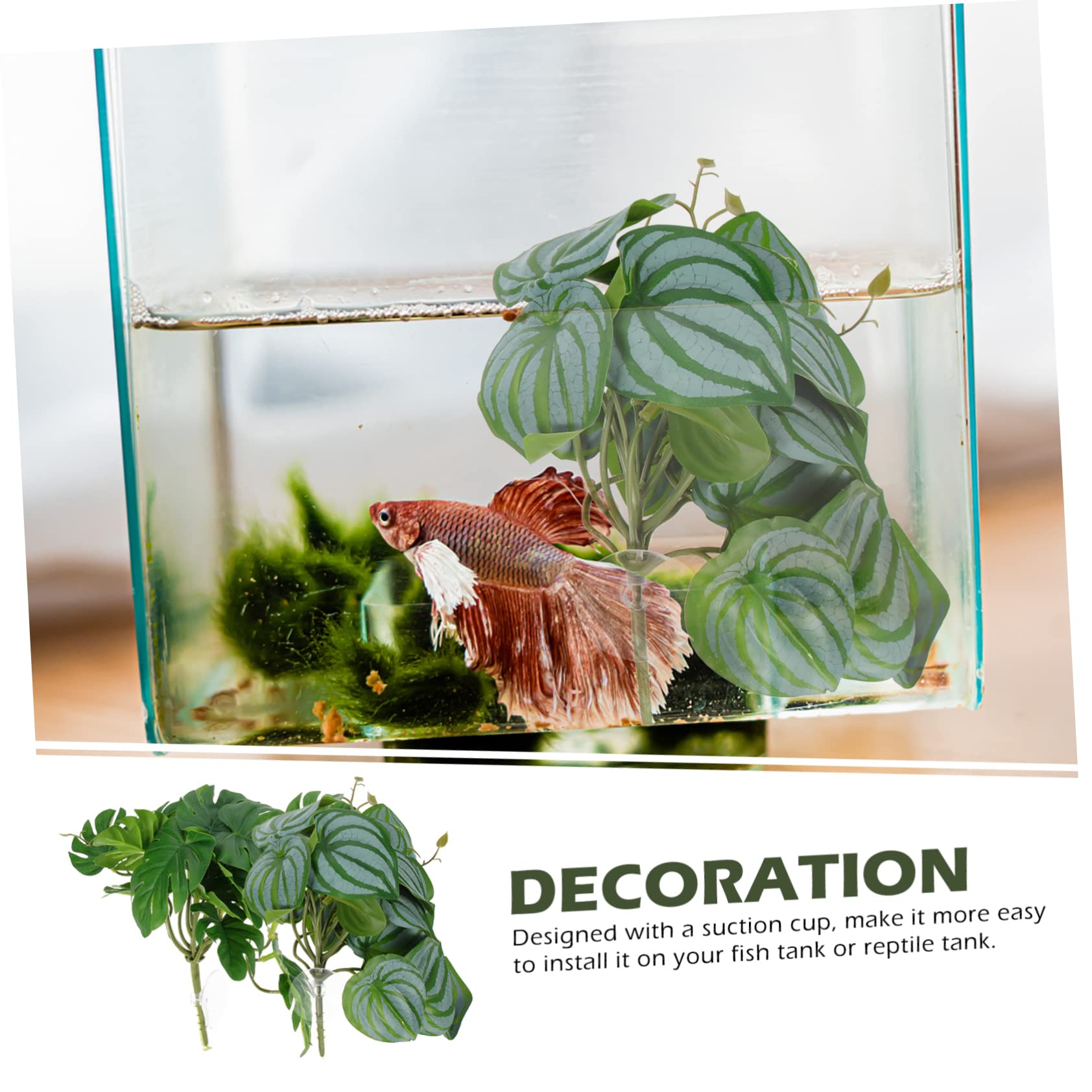 BESPORTBLE 10piezas Decoración De Terrario para Reptiles De Artificiales Simuladas para Acuarios y Terrarios Plantas Ornamentales Lifelike para Hábitats De Reptiles y Peceras