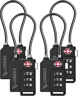 LUGGEX Cerraduras TSA para equipaje, cerraduras de maleta aprobadas por la TSA, cerraduras de equipaje, facilidad de uso y duraderas (negro, paquete de 4)