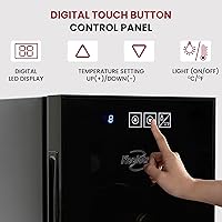 Vista 4 de Koolatron Refrigerador de vino de 6 botellas, enfriador de vino independiente con puerta de vidrio, refrigerador de lata de bebidas de 0.6 pies