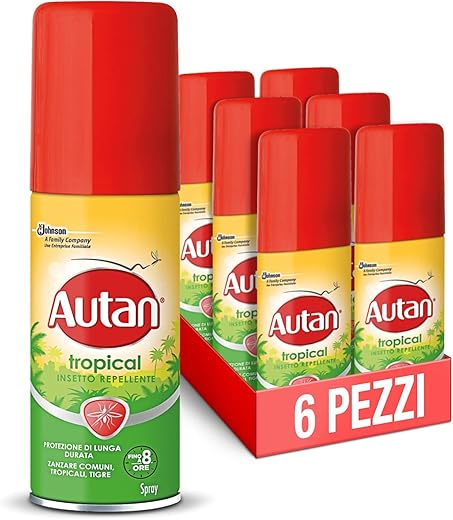 Autan Tropical Spray Mini, 50ml, Formato Scorta Da 6 Unita'