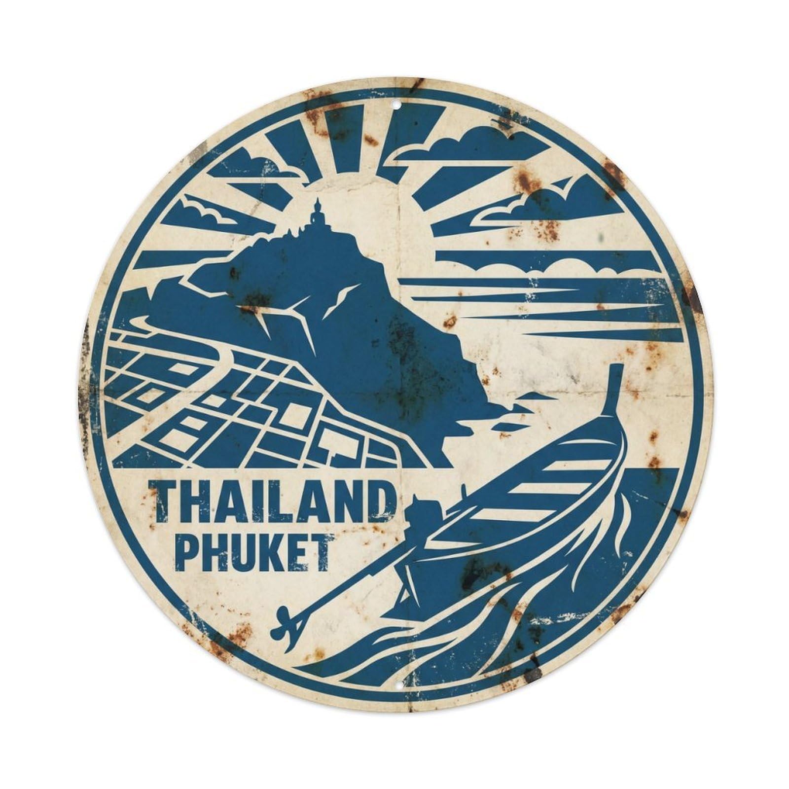 Thailand Phuket Island Destination Ocean Journey Vintage Metal Tin Sign Plaque Wall Decor for Cafe, Club Bar, Office, Garden Metal Poster 8x8Inch