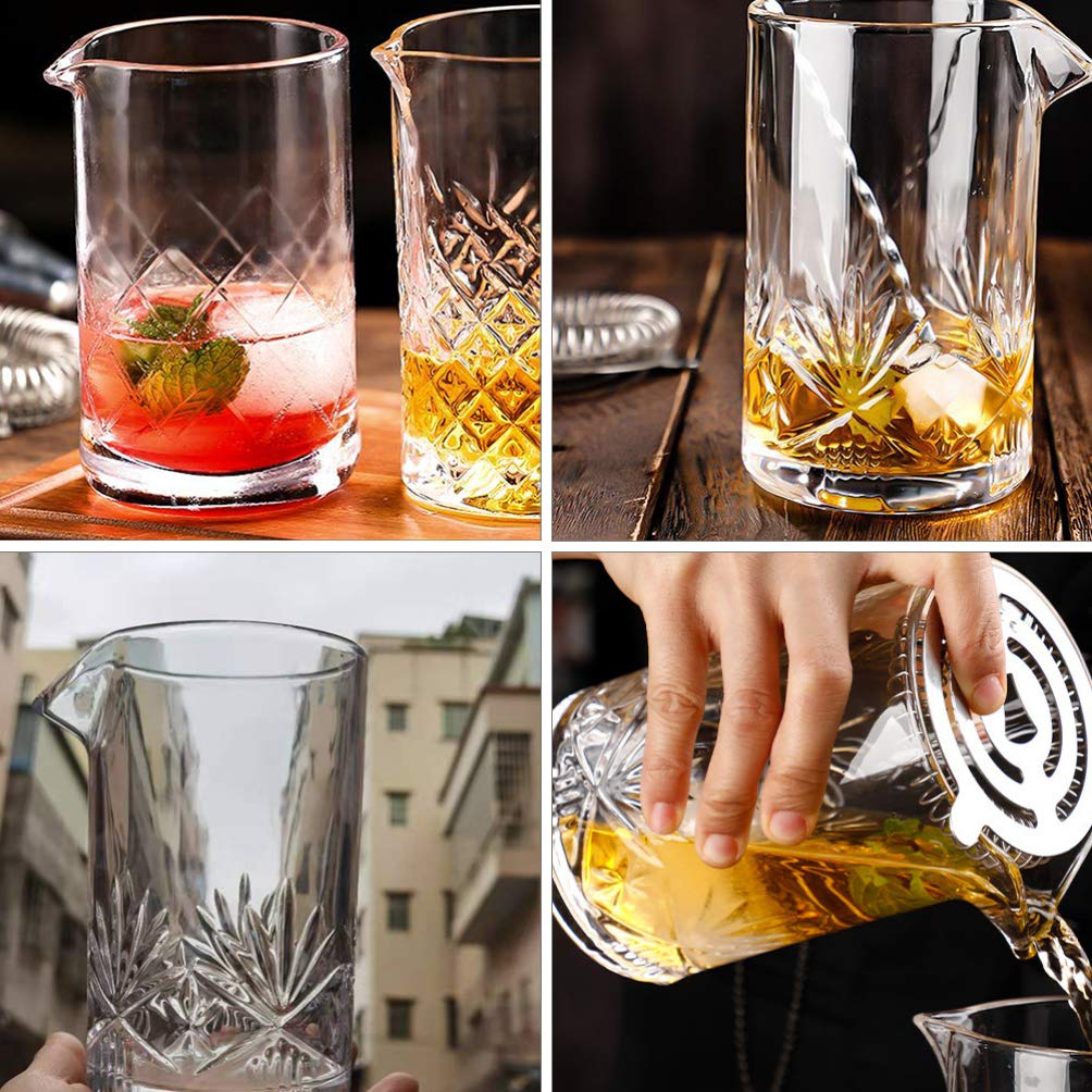 Cabilock 1 Pc Vaso Mezclador de Coctel Vasos Antiguos para cócteles Copa de Coctel agitada Gafas Tiki Bebidas Vasos para Mezclar cocteles Vidrio de Fondo Grueso Simple Lentes Taza de Agua