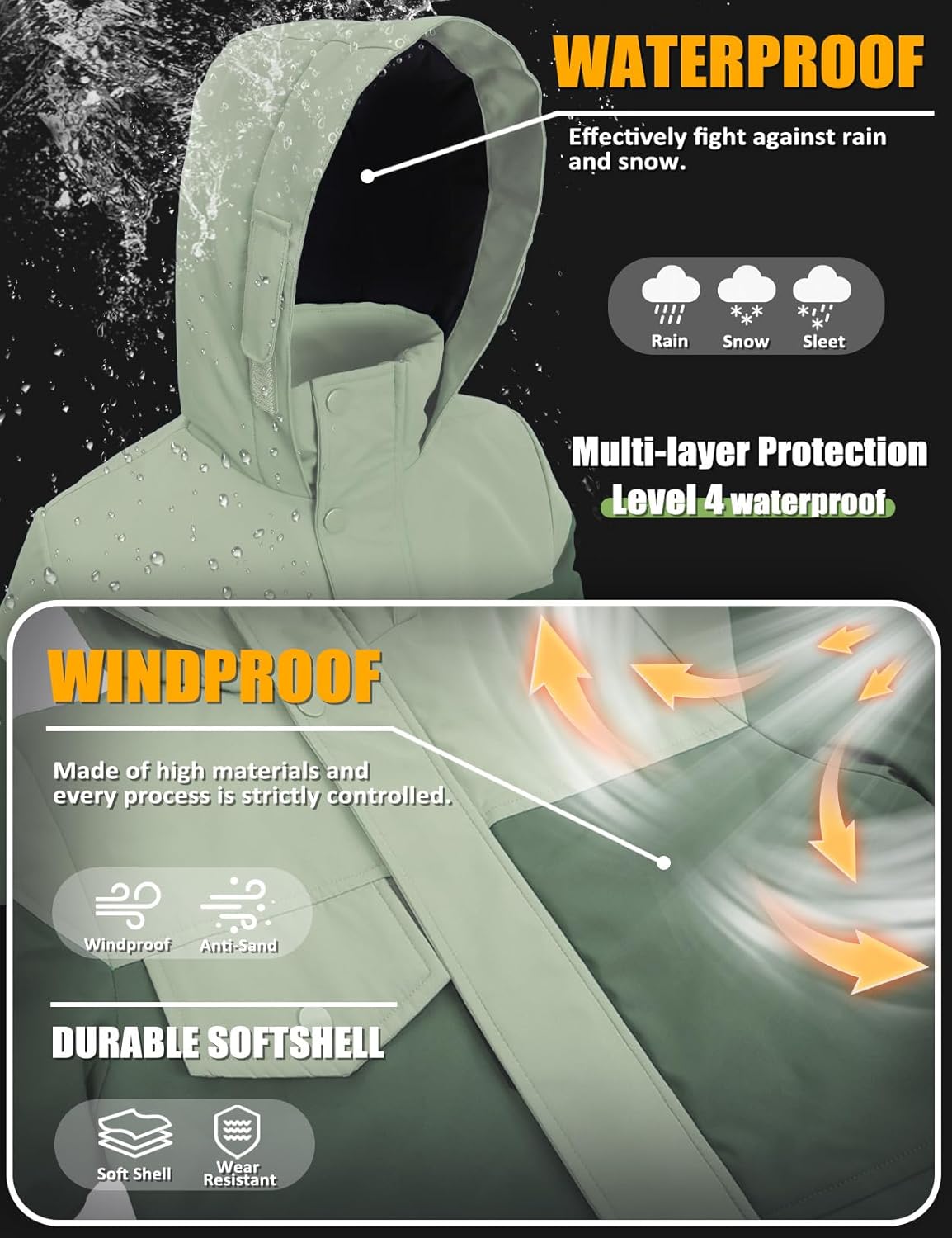 GEMYSE Boys Winter Coat Waterproof Windproof Boys Ski Jacket with Hood Kids Insulated Quilted Outerwear - Image 4