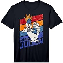 Madagascar King Julien Striped Portrait Performance T-Shirt