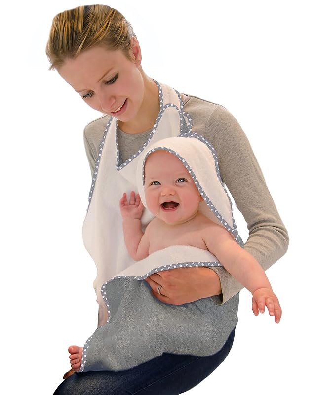 Cuddledry Hands Free Baby Bath Towel Luxuriously Soft Cotton Viscose Derived from Bamboo Hooded Baby Towel Apron Towel