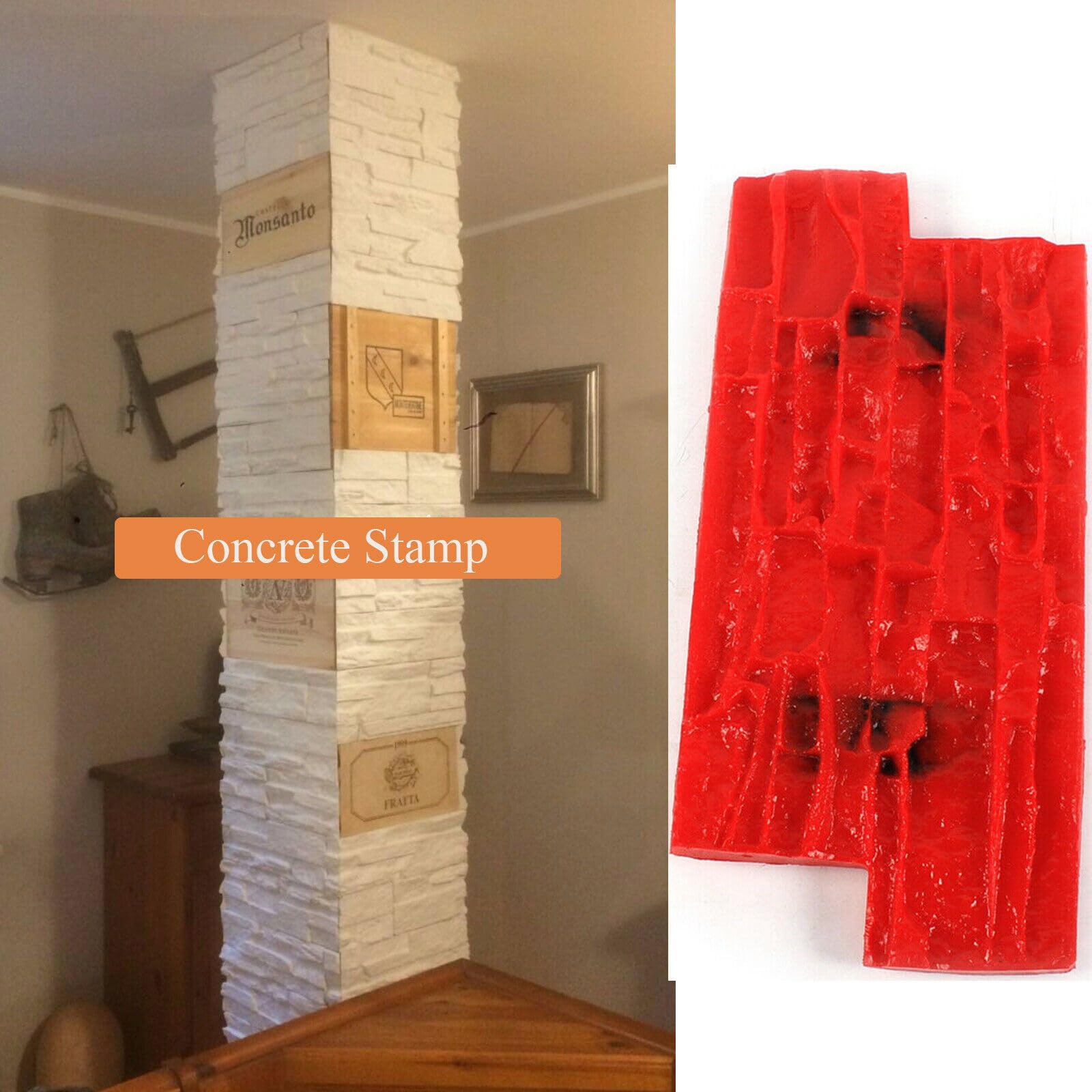 Formy do stempli z betonu o wymiarach 15,7" x 7,8" x 0,6" z granitowym łupkiem, poliuretanowe maty do stempli z betonu teksturowanego, narzędzie do odciskania kamienia dekoracyjnego z cement