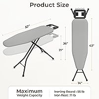 Vista 3 de Yaheetech Tabla de planchar plegable, tabla de planchar resistente con 9 alturas ajustables, cubierta de 4 capas y soporte de seguridad