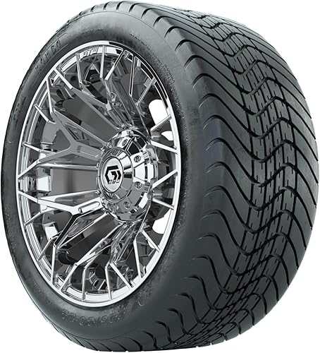 Vista 3 de GTW 14 Inch Golf Cart Wheels and Tires Combo GTW Stellar Chrome Wheels on 225/30-14 (19") Mamba Street Tires Set of 4