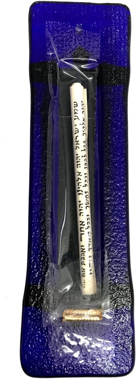 Tamara Baskin Art Glass Sparkling Jewel Tone Mezuzah (Midnight Blue)