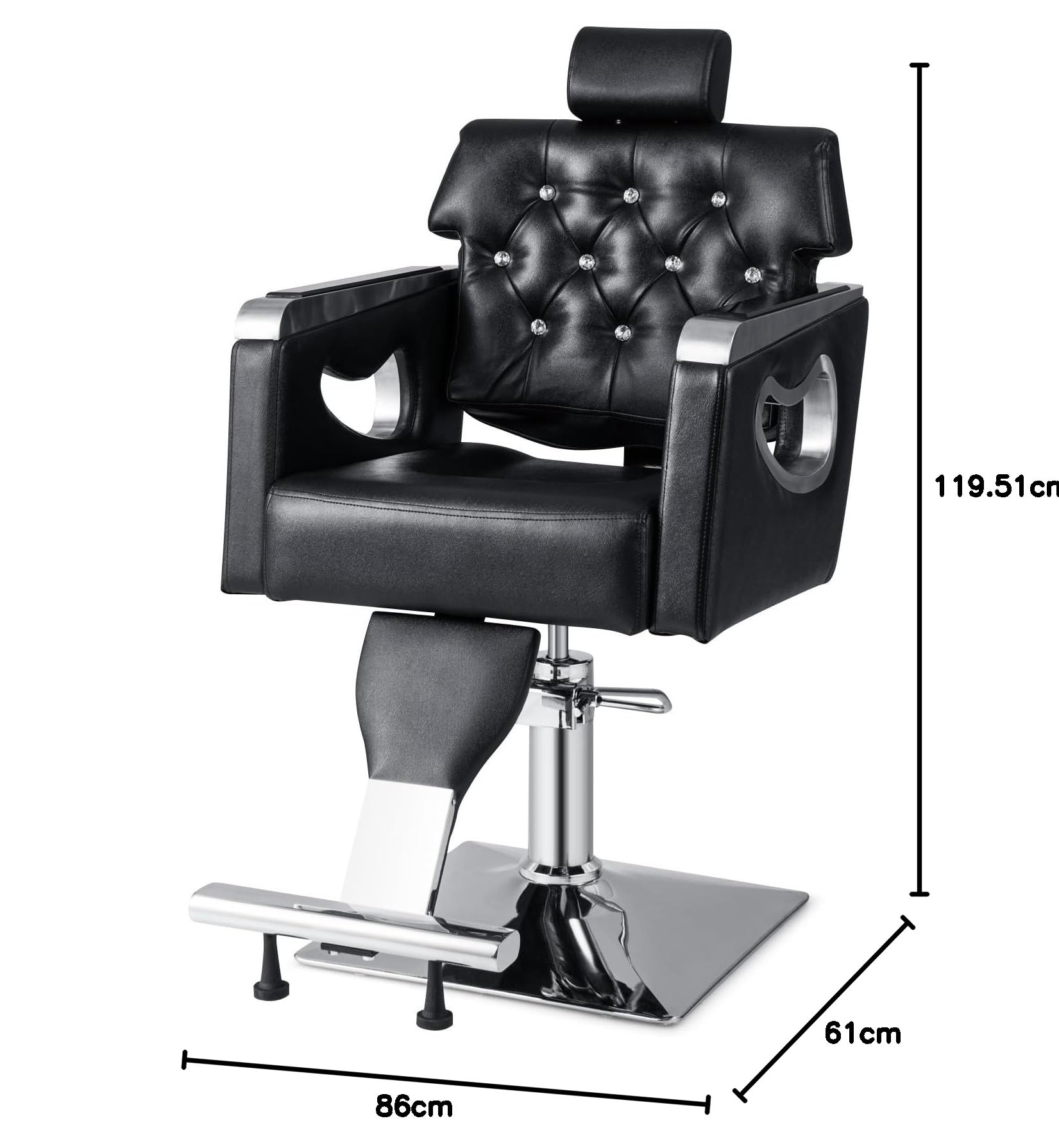COSTWAY Poltrona da Barbiere Girevole, Attrezzatura Spa, Schienale Imbottito, Poggiatesta Regolabile 6 Livelli, Pompa Idraulica, Portata 150 kg, Nero