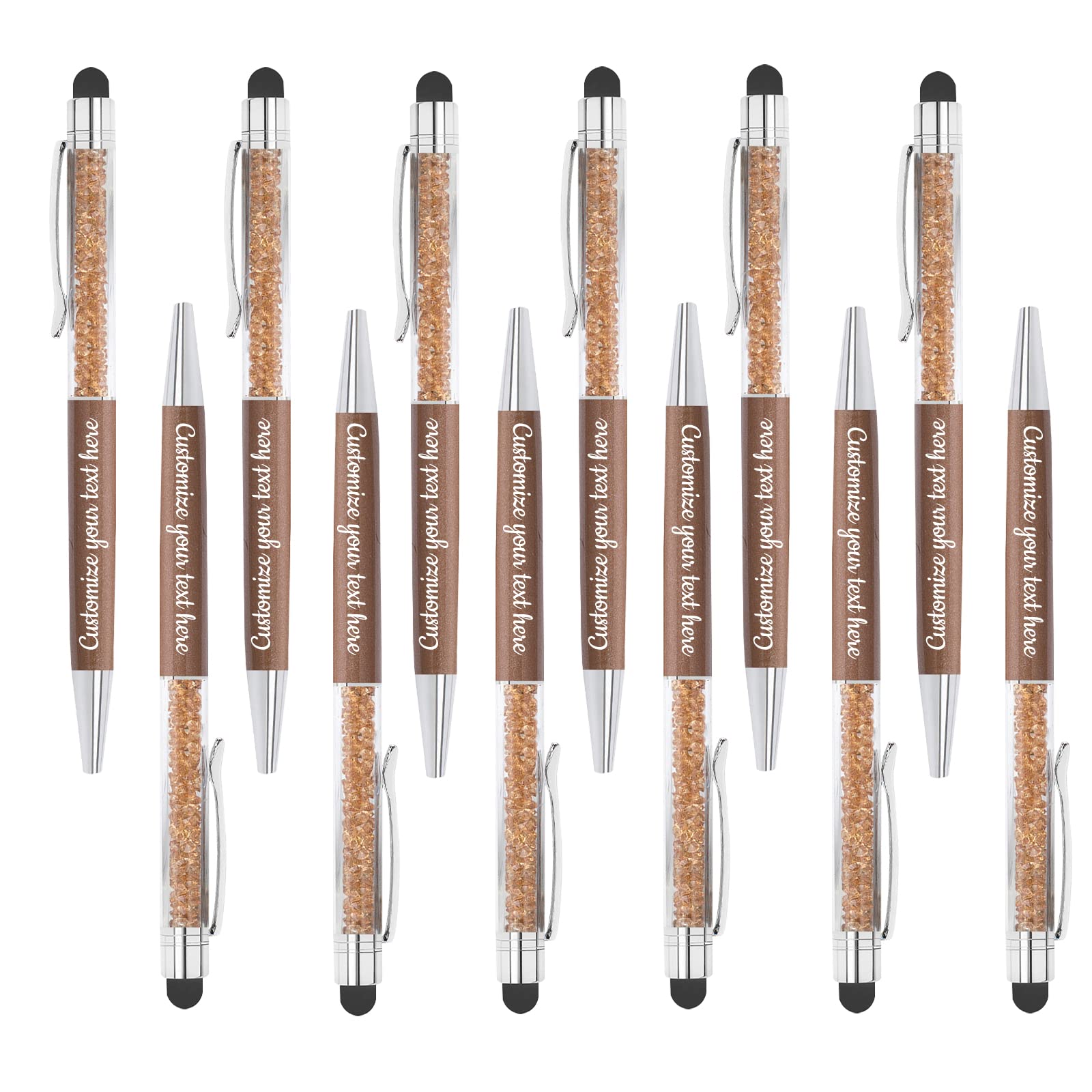 Stylish Crystal Touch Screen Ballpoint Pen, Up to 300 Ballpoint Pens, Personalized Message Name Pens, Personalized Ballpoint Pens Using Your Custom Text for Office, School, Graduation Gifts - 156PC