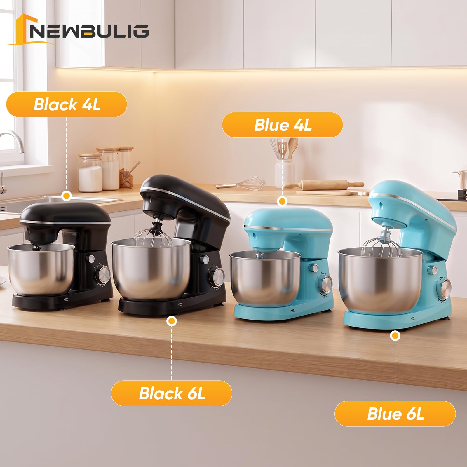 NEWBULIG Stand Mixer 4.2QT, Kitchen Electric Mixers Alternative view 6