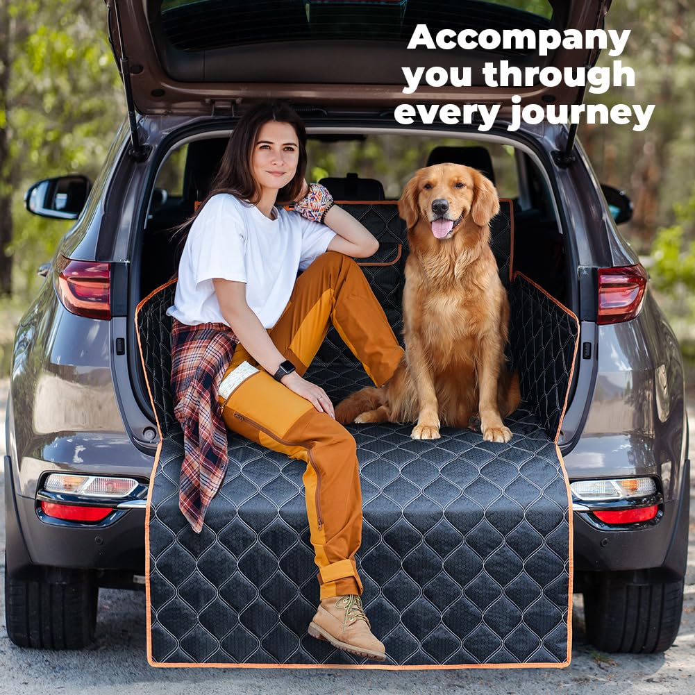 KYG Housse Coffre Voiture Chien Protection Coffre Voiture Chien avec Protection Latérale Imperméable Antidérapant Résistant Housse de Protection Couverture de Coffre 185x105cm
