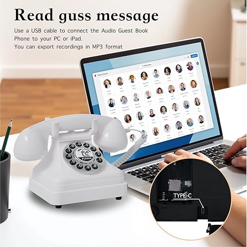 Miniatura 5 de Libro de invitados de audio, teléfono de boda, teléfono de audio, estilo vintage, mensaje de audio para graduación, fiesta de jubilación,