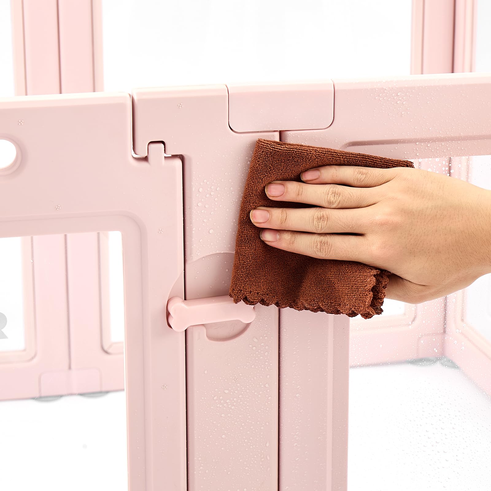 VEVOR Parc de Mise Bas pour Chien, 154 x 100 x 60 cm, Caisse de Mise Bas pour Chiots, avec Fenêtres Transparentes et Serrure, Cadre Rose Clair, Kit de Naissance Durable pour Chiens de Taille Moyenne