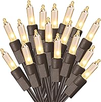 Vista 1 de ODEETRONIC Cadena de luces de Navidad transparentes, 21.63 pies, 100 luces incandescentes de alambre marrón, luz de Navidad para exteriores